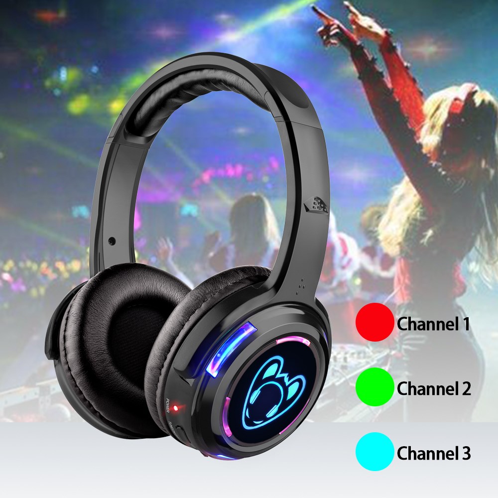 LED 点滅ライト サイレント ディスコ ヘッドフォン 50 - Party Games Phone のレビューと価格