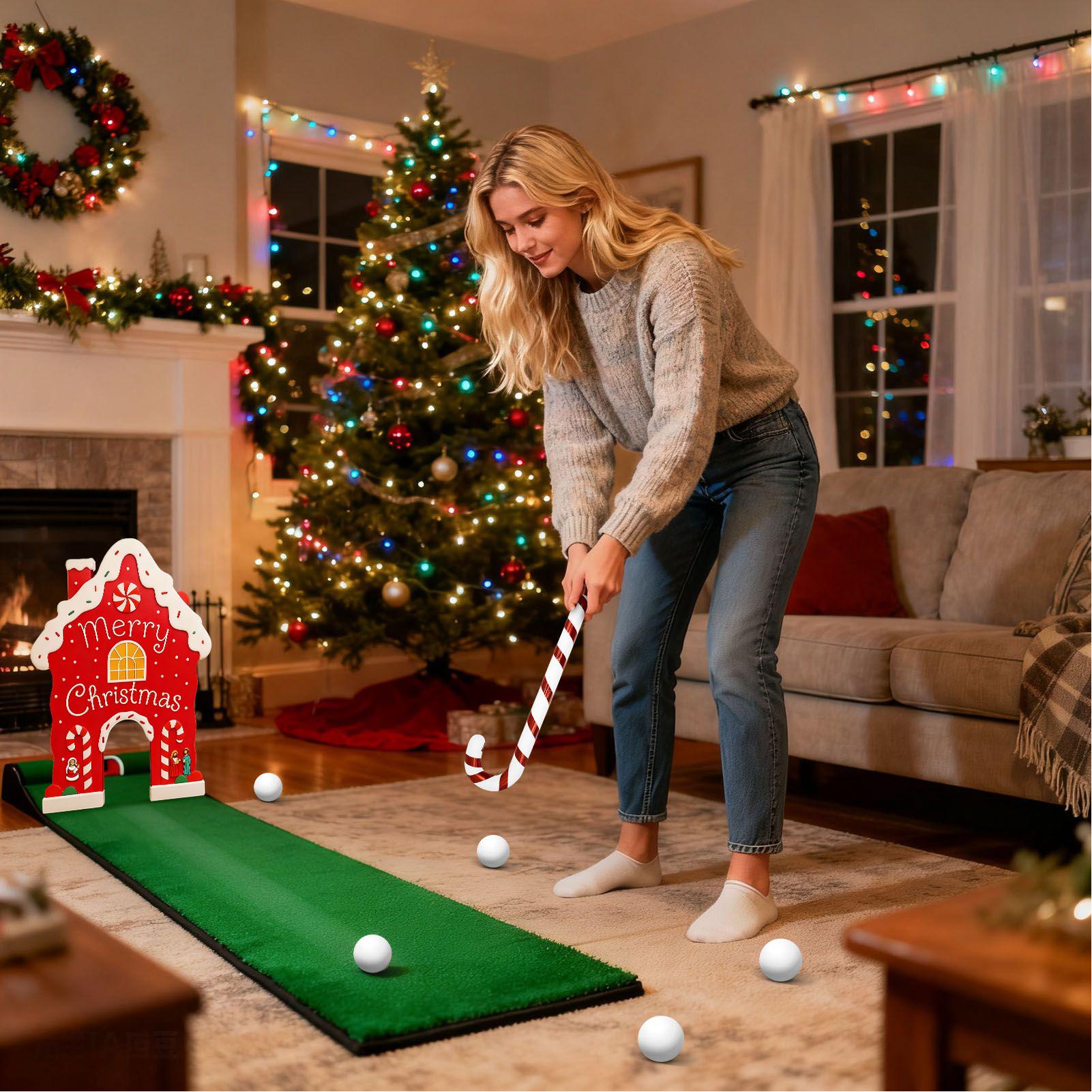 屋内ゴルフゲーム クリスマス ポータブル 再利用可能 ホリデ - Party Games Adults Indoor のレビューと価格